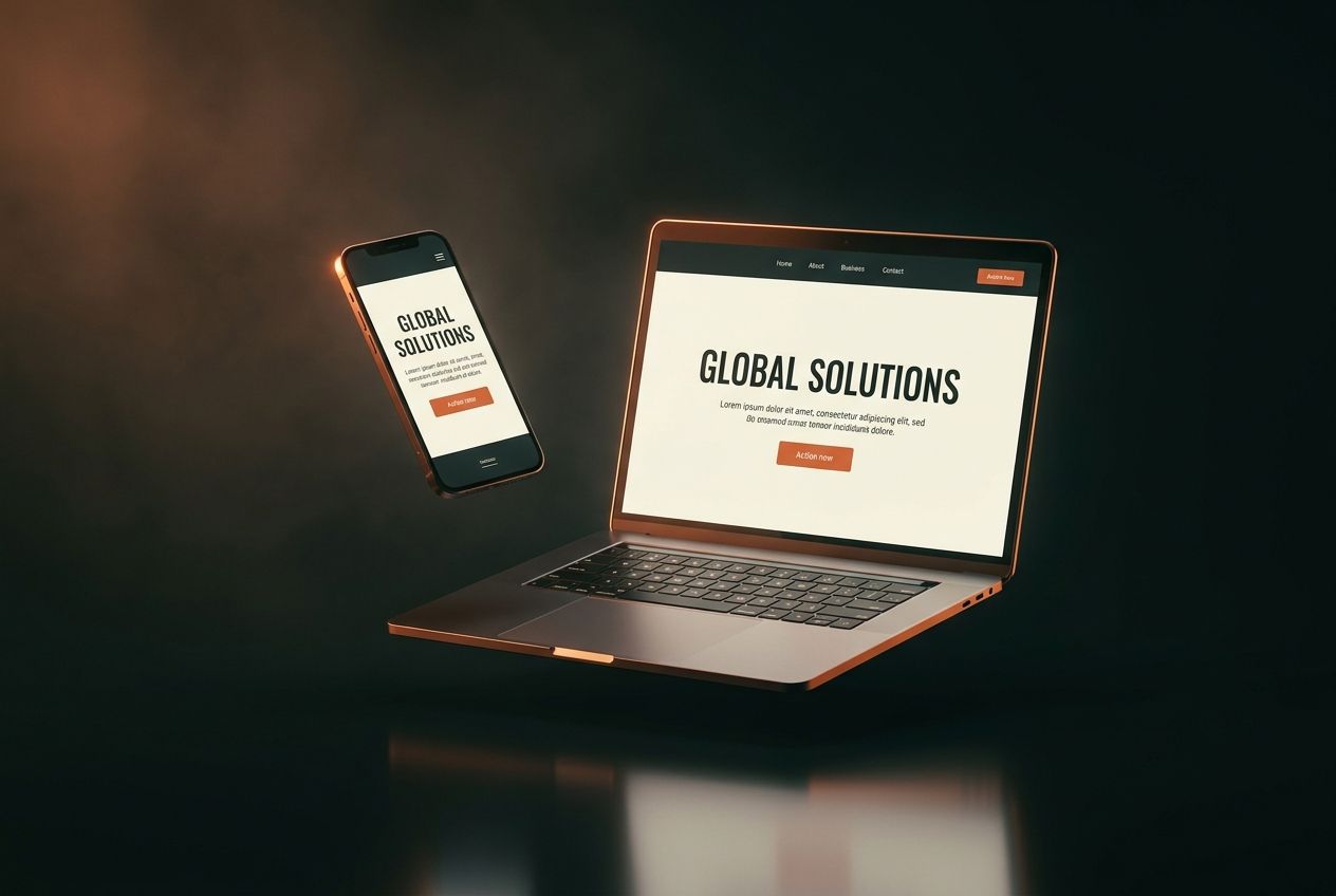 Design 33 hand-coded website shown across desktop and mobile