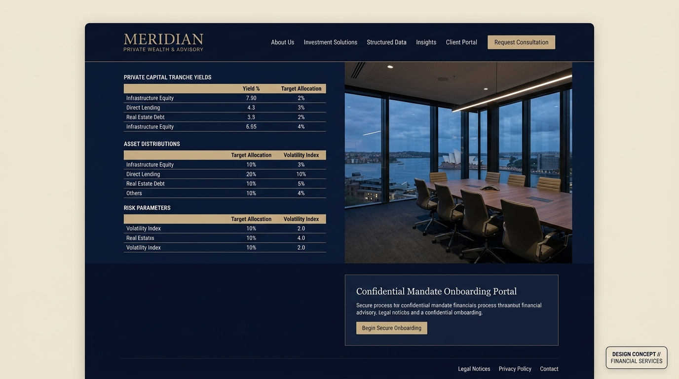 Example finance website layout — illustrative only, not a client project