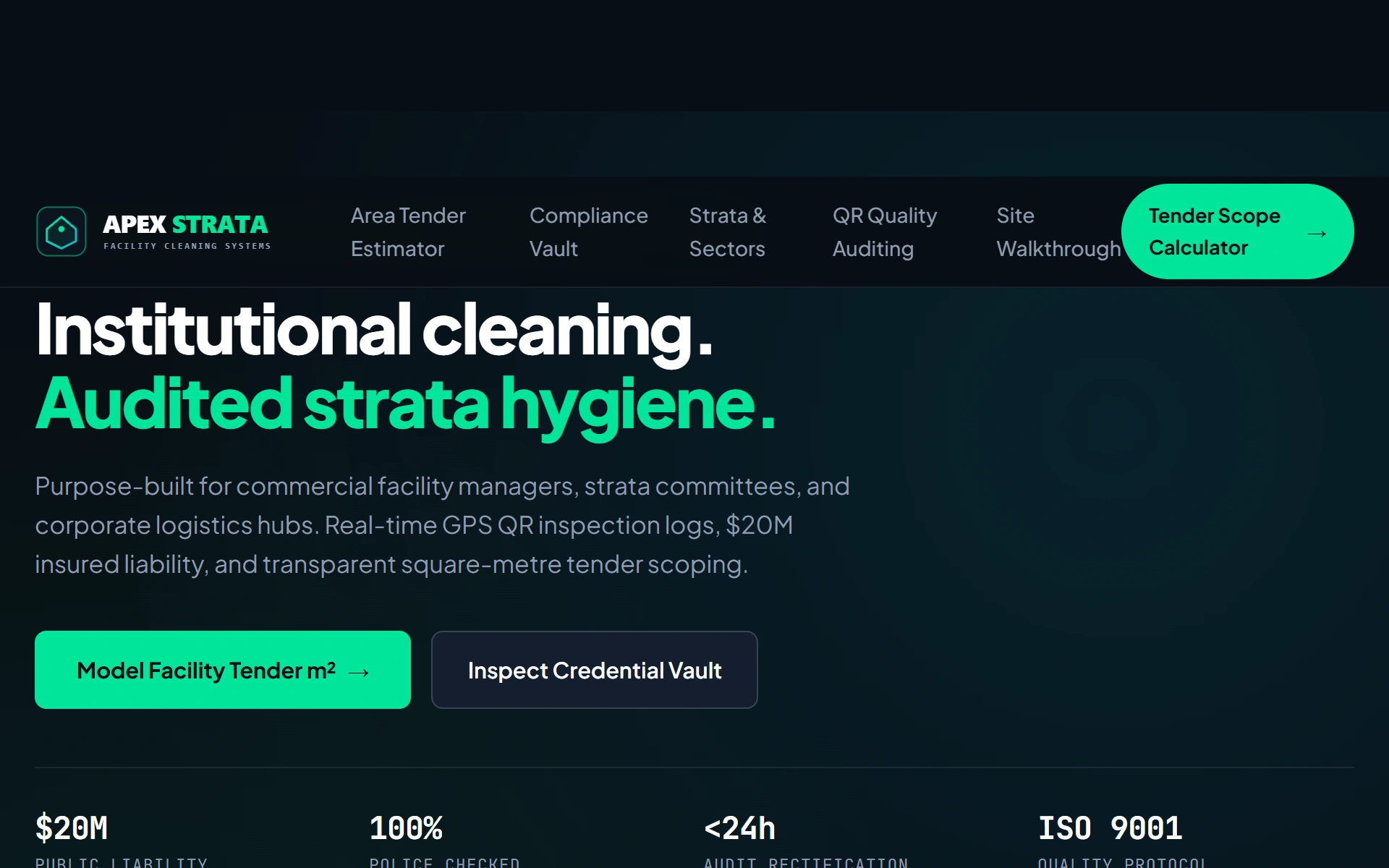 Apex Strata & Facility Clean live prototype